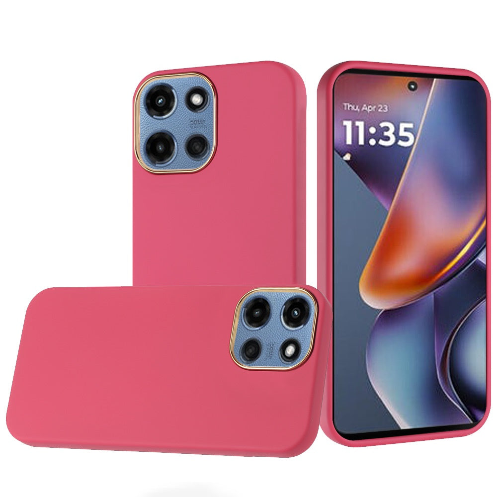 For Moto G 2025 Case Premium Soft Cover with Chrome buttons + Tempered Glass