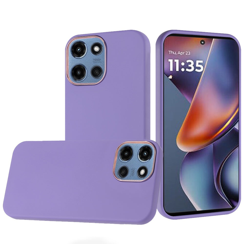 For Moto G 2025 Case Premium Soft Cover with Chrome buttons + Tempered Glass