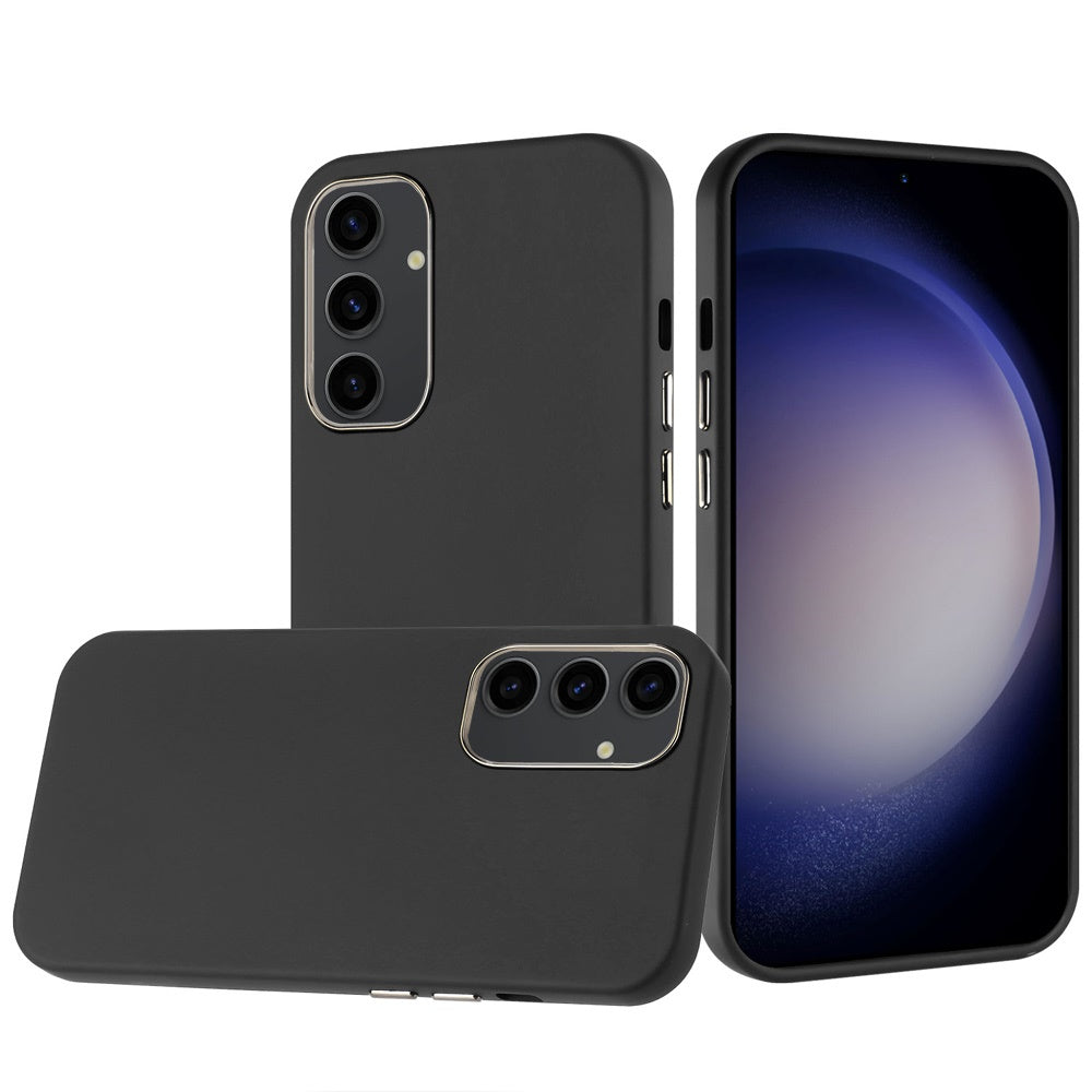 For Samsung S23 FE 5G Case Premium Cover w/ Chrome buttons + Tempered Glass