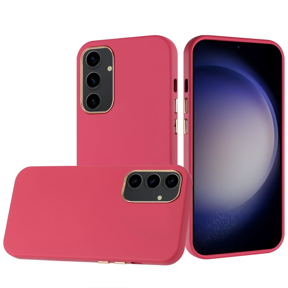 For Samsung S23 FE 5G Case Premium Cover w/ Chrome buttons + Tempered Glass