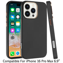 For iPhone 16 PRO MAX Case Premium Soft Cover w/ Chrome buttons + Tempered Glass