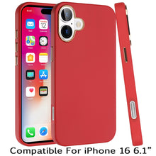 For iPhone 16 6.1inch Case Premium Soft Cover w/ Chrome buttons + Tempered Glass