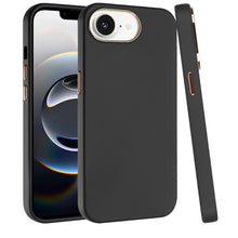 For iPhone 16e Case Soft Premium Slim Cover w/ Chromed buttons + Tempered Glass