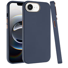 For iPhone 16e Case Soft Premium Slim Cover w/ Chromed buttons + Tempered Glass