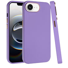 For iPhone 16e Case Soft Premium Slim Cover w/ Chromed buttons + Tempered Glass
