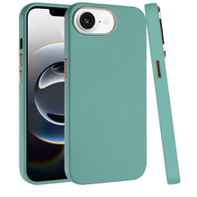 For iPhone 16e Case Soft Premium Slim Cover w/ Chromed buttons + Tempered Glass