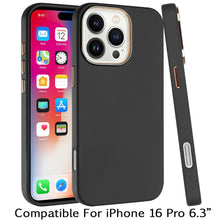 For iPhone 16 Pro 6.3in Case Premium Soft Cover Chrome buttons + Tempered Glass