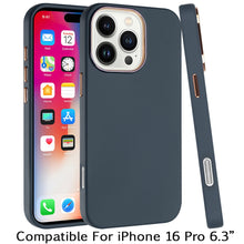 For iPhone 16 Pro 6.3in Case Premium Soft Cover Chrome buttons + Tempered Glass