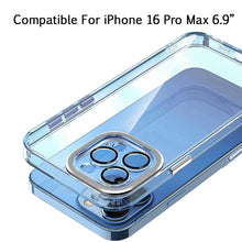 For iPhone 16 PRO MAX Case Clear Hybrid Cover w/ Color Buttons + Tempered Glass