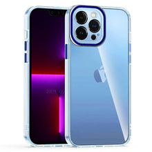 For iPhone 15 PRO Case Clear Hybrid Cover with Color Buttons + 2 Tempered Glass