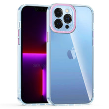 For iPhone 14 PRO MAX Case Clear Hybrid Color Metal Buttons Raised Camera Lip