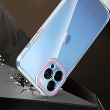 For iPhone 14 PRO MAX Case Clear Hybrid Color Metal Buttons Raised Camera Lip