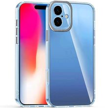For iPhone 16 6.1inch Case Clear Hybrid Cover w/ Color Buttons + Tempered Glass