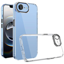 For iPhone 16e Case Clear Hybrid Phone Cover with Color Buttons + Tempered Glass