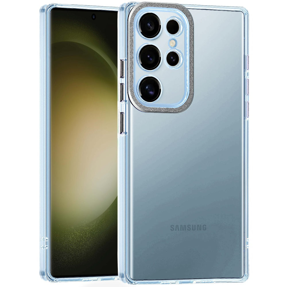 For Samsung S23 Ultra Case Clear Hybrid Color Metal Buttons Raised Camera Lip