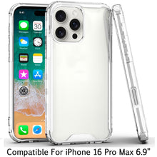 For iPhone 16 PRO MAX Case Shockproof Transparent Hybrid Cover + Tempered Glass