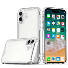 For iPhone 16 Plus 6.7in Case Shockproof Transparent Hybrid + Tempered Glass