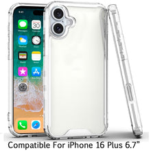 For iPhone 16 Plus 6.7in Case Shockproof Transparent Hybrid + Tempered Glass