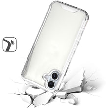 For iPhone 16 Plus 6.7in Case Shockproof Transparent Hybrid + Tempered Glass