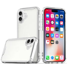 For iPhone 16 6.1inch Case Shockproof Transparent Hybrid Cover + Tempered Glass