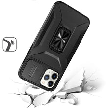 For iPhone 11 Pro Max Case Full Coverage Metal Stand Lens Cover + Tempered Glass