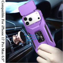 For iPhone 17 Pro Max Case Full Coverage Metal Stand Lens Cover + Tempered Glass