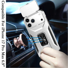 For iPhone 17 Pro Max Case Full Coverage Metal Stand Lens Cover + Tempered Glass