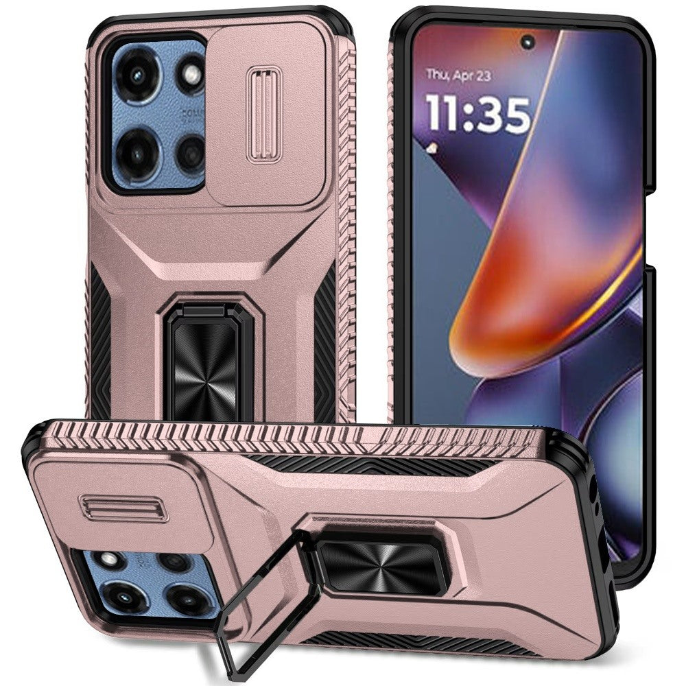 For Moto G 2025 Case Rugged Complete Protection Magnetic Stand + Tempered Glass