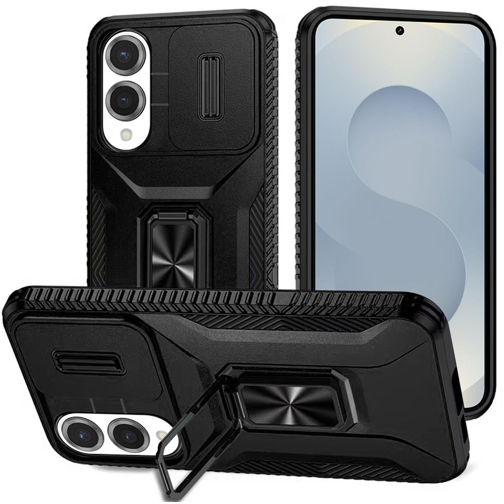 For Samsung S25 Edge Case Protection Magnetic Stand Lens Cover + Tempered Glass