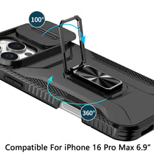 For iPhone 16 PRO MAX Case Complete Protection Magnetic Stand + Tempered Glass