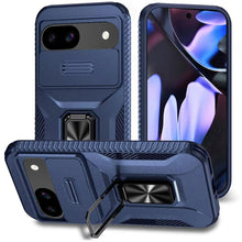 For Google Pixel 9a Case Full Coverage Metal Stand Lens Cover + Tempered Glass