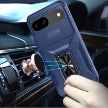 For Google Pixel 9a Case Full Coverage Metal Stand Lens Cover + Tempered Glass