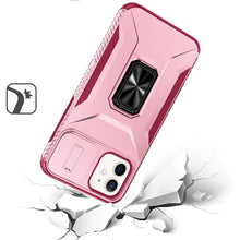 For iPhone 11 6.1 in. Case Full Coverage Metal Stand Lens Cover + Tempered Glass
