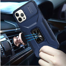 For iPhone 12 Pro Max Case Full Coverage Metal Stand Lens Cover + Tempered Glass