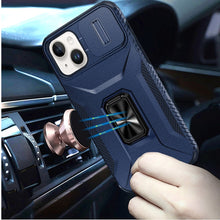 For iPhone 13/14 Case Complete Rugged Protection Magnetic Stand + Tempered Glass