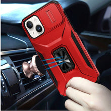For iPhone 13/14 Case Complete Rugged Protection Magnetic Stand + Tempered Glass