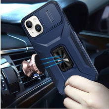 For iPhone 15 Case Full Coverage Metal Stand Lens Cover + 2 Tempered Glass