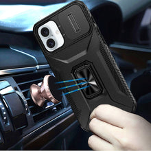 For iPhone 17 Case Full Coverage Metal Stand and Lens Cover + Tempered Glass