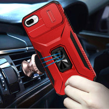 For iPhone 8 Plus/7 Plus Case with Metal Stand and Lens Cover + Tempered Glass