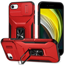 For iPhone SE 3/SE 2 iPhone 8/7 Case Metal Stand with Lens Cover +Tempered Glass