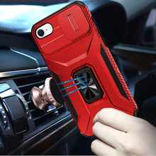 For iPhone SE 3/SE 2 iPhone 8/7 Case Metal Stand with Lens Cover +Tempered Glass