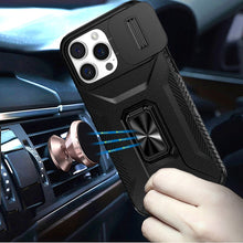 For iPhone 13 Pro Max 6.7 inch Case Metal Ring Stand Sliding Camera Lens Cover