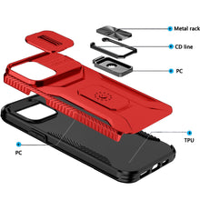 For iPhone 13 Pro Max 6.7 inch Case Metal Ring Stand Sliding Camera Lens Cover