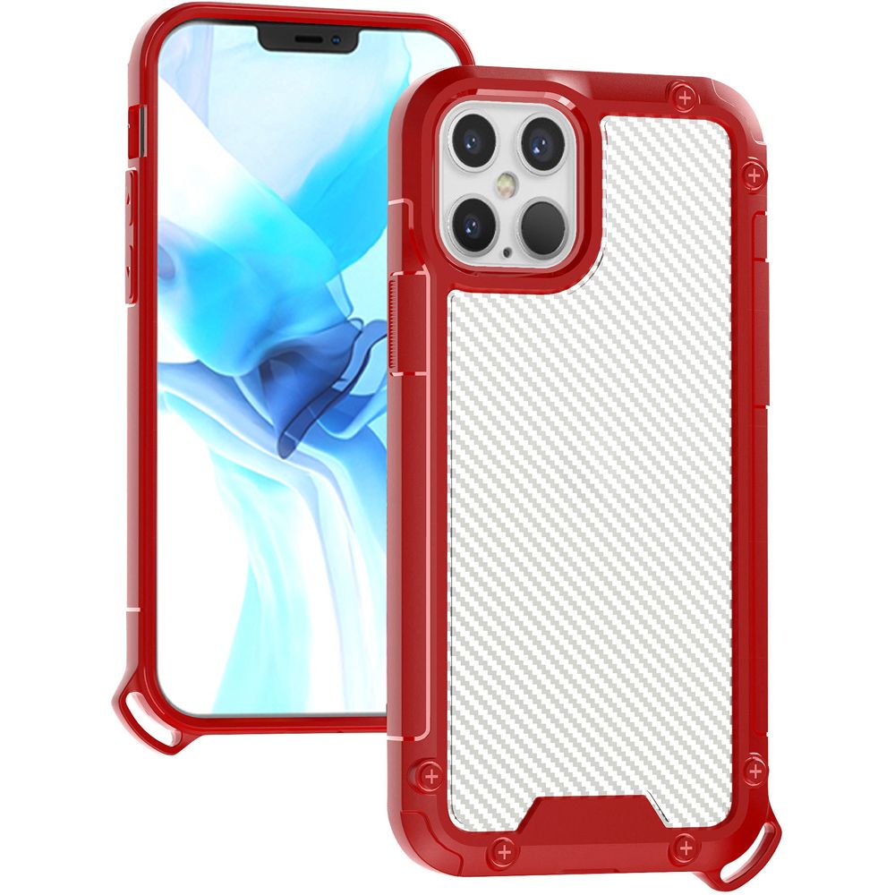 For iPhone 13 PRO Case Carbon Fiber Print Shockproof Bumper Hybrid Cover