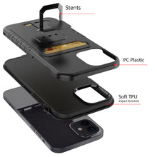 For iPhone 14 PRO Case Card Holder with Magnetic Ring Stand Hybrid Phone Cover