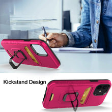 For iPhone 14 PRO Case Card Holder with Magnetic Ring Stand Hybrid Phone Cover