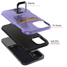 For iPhone 14 PRO Case Card Holder with Magnetic Ring Stand Hybrid Phone Cover