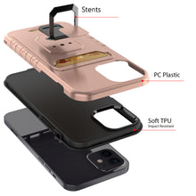 For iPhone 14 PRO Case Card Holder with Magnetic Ring Stand Hybrid Phone Cover