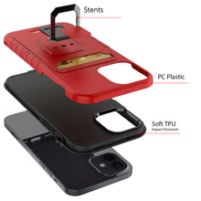 For iPhone 13 PRO Case Card Holder with Magnetic Ring Stand Hybrid Phone Cover