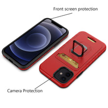 For iPhone 13 PRO Case Card Holder with Magnetic Ring Stand Hybrid Phone Cover